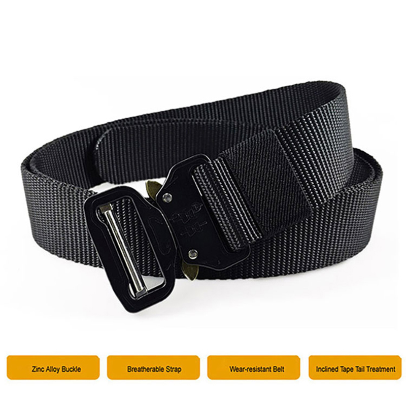 Adjustable nylon outdoor tactical belt with quick release buckle