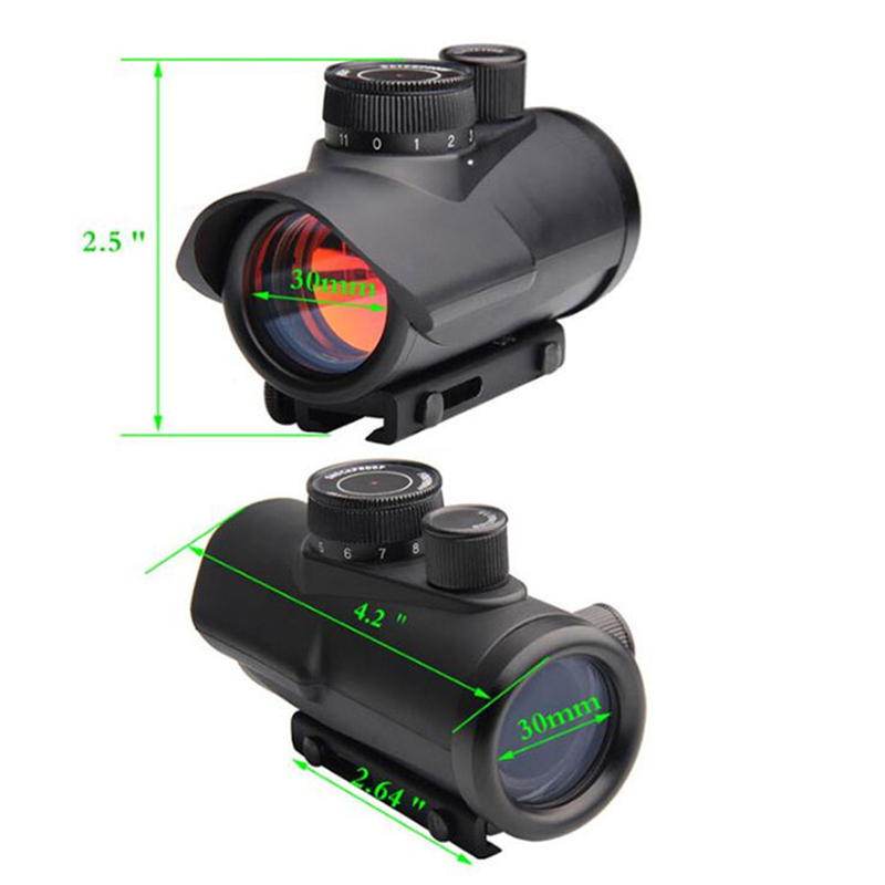 Tactical Hunting 1x30 Red Dot Holographic Sight RGB Dot Sight With 11/20mm Picatinny Weaver Rail Mount