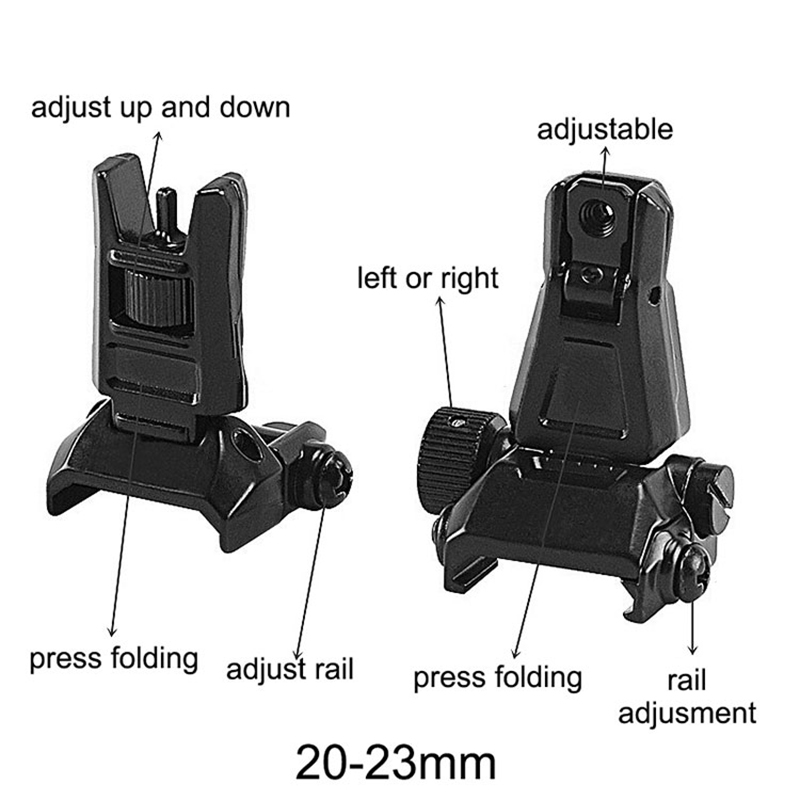Metal Low Profile Offset Flip-up Rapid Transition Back Up Front Rear Sight Iron Set Tactical Ar15 Rifle Black