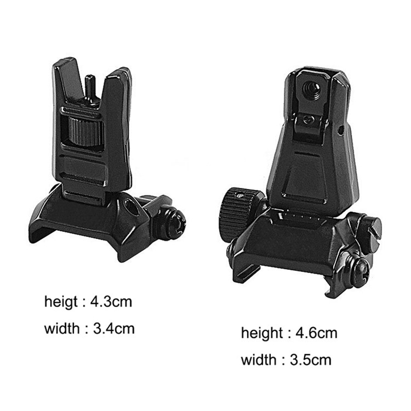 Metal Low Profile Offset Flip-up Rapid Transition Back Up Front Rear Sight Iron Set Tactical Ar15 Rifle Black