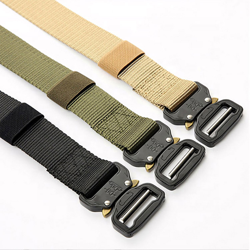 Adjustable nylon outdoor tactical belt with quick release buckle