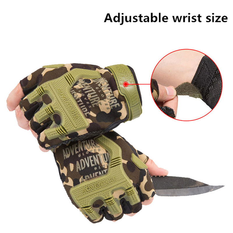 Outdoor Camouflage Hunting Sport Gloves Anti-Slip Shock-Absorbing Bicycle Cycling Gloves Half Finger Cycle Gloves