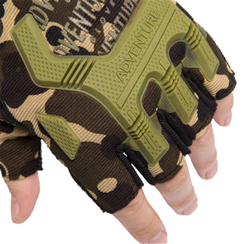 Outdoor Camouflage Hunting Sport Gloves Anti-Slip Shock-Absorbing Bicycle Cycling Gloves Half Finger Cycle Gloves