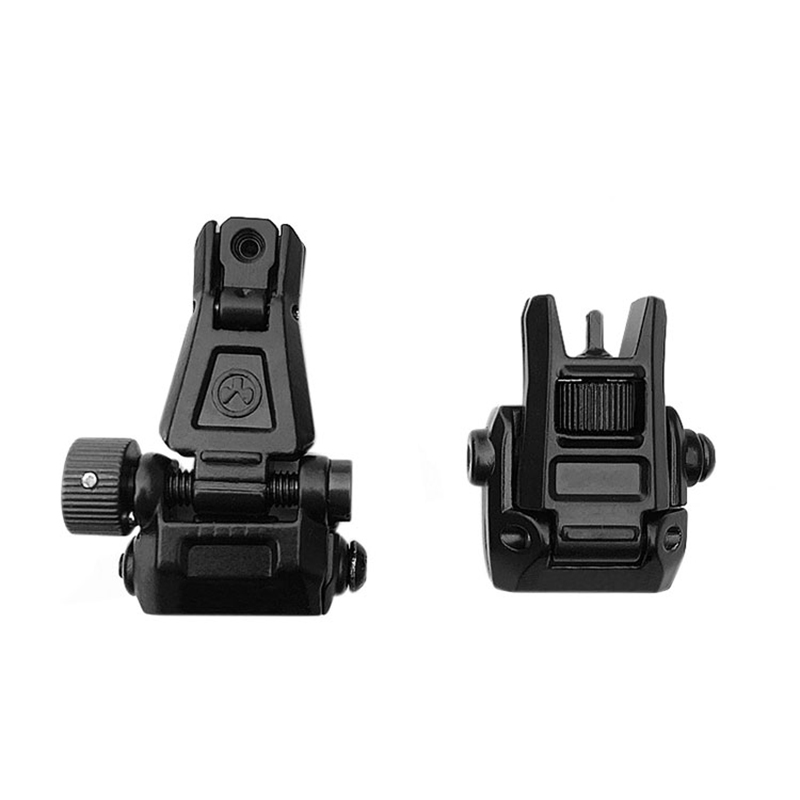 Metal Low Profile Offset Flip-up Rapid Transition Back Up Front Rear Sight Iron Set Tactical Ar15 Rifle Black