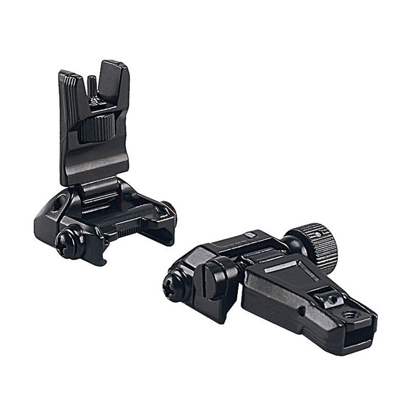 Metal Low Profile Offset Flip-up Rapid Transition Back Up Front Rear Sight Iron Set Tactical Ar15 Rifle Black