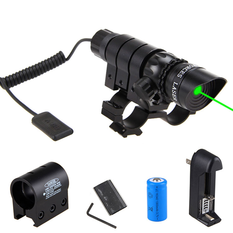 Tactical Adjustment Switch Laser Sight Compact Rifle Gun Green Laser Sight With 2 Mounts Rail For Gun Laser Sight