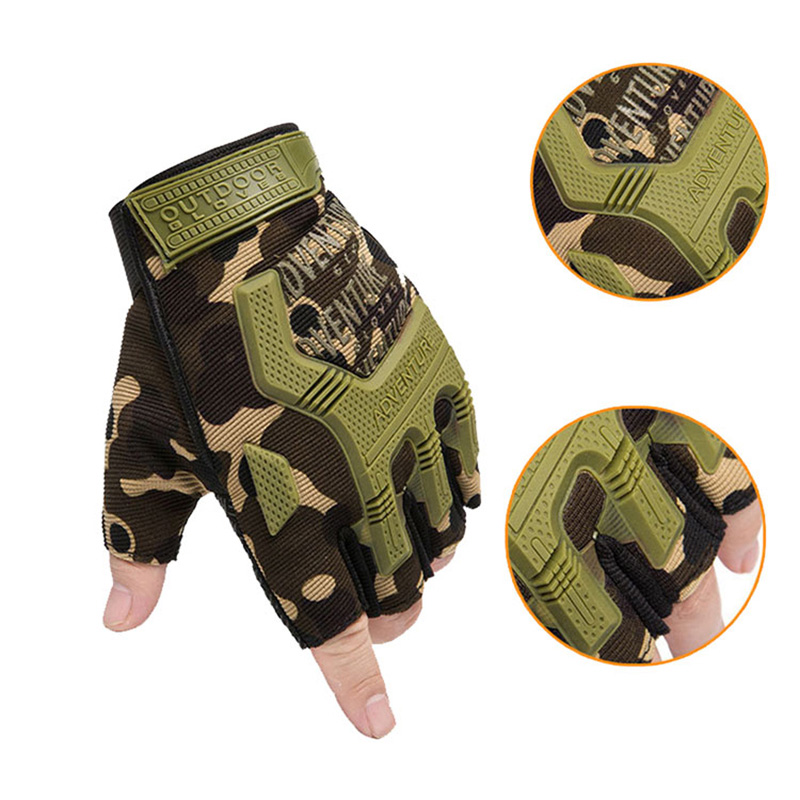 Outdoor Camouflage Hunting Sport Gloves Anti-Slip Shock-Absorbing Bicycle Cycling Gloves Half Finger Cycle Gloves