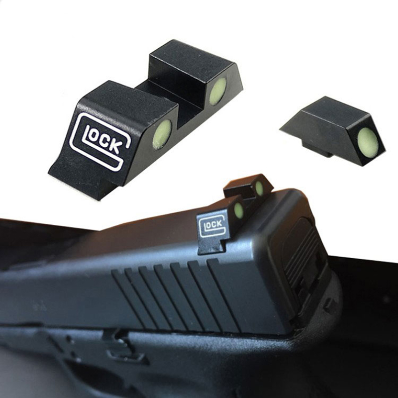 Tactical Hunting Pistol Handgun Glow in the Dark Night Sights Green Dot Front and Rear Sight Set Glock 17 19 Glock Night Sights