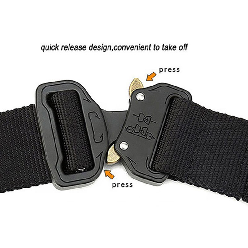 Adjustable nylon outdoor tactical belt with quick release buckle