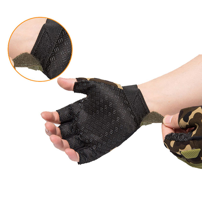 Outdoor Camouflage Hunting Sport Gloves Anti-Slip Shock-Absorbing Bicycle Cycling Gloves Half Finger Cycle Gloves
